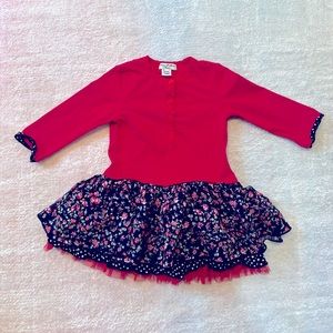 Eliane et Lena Red Floral Dress - Size 12 Months